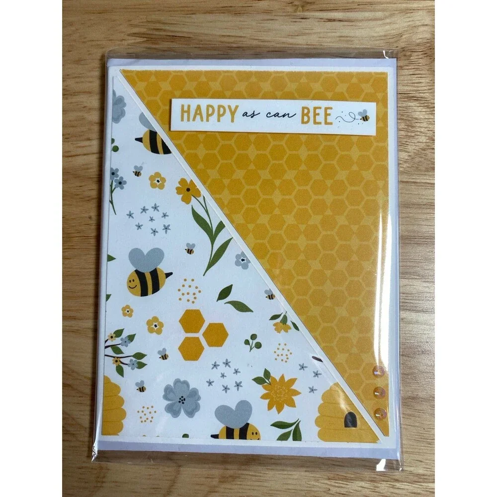 Bee Greeting Card – Handmade A2 Card – All Occasion Blank Card